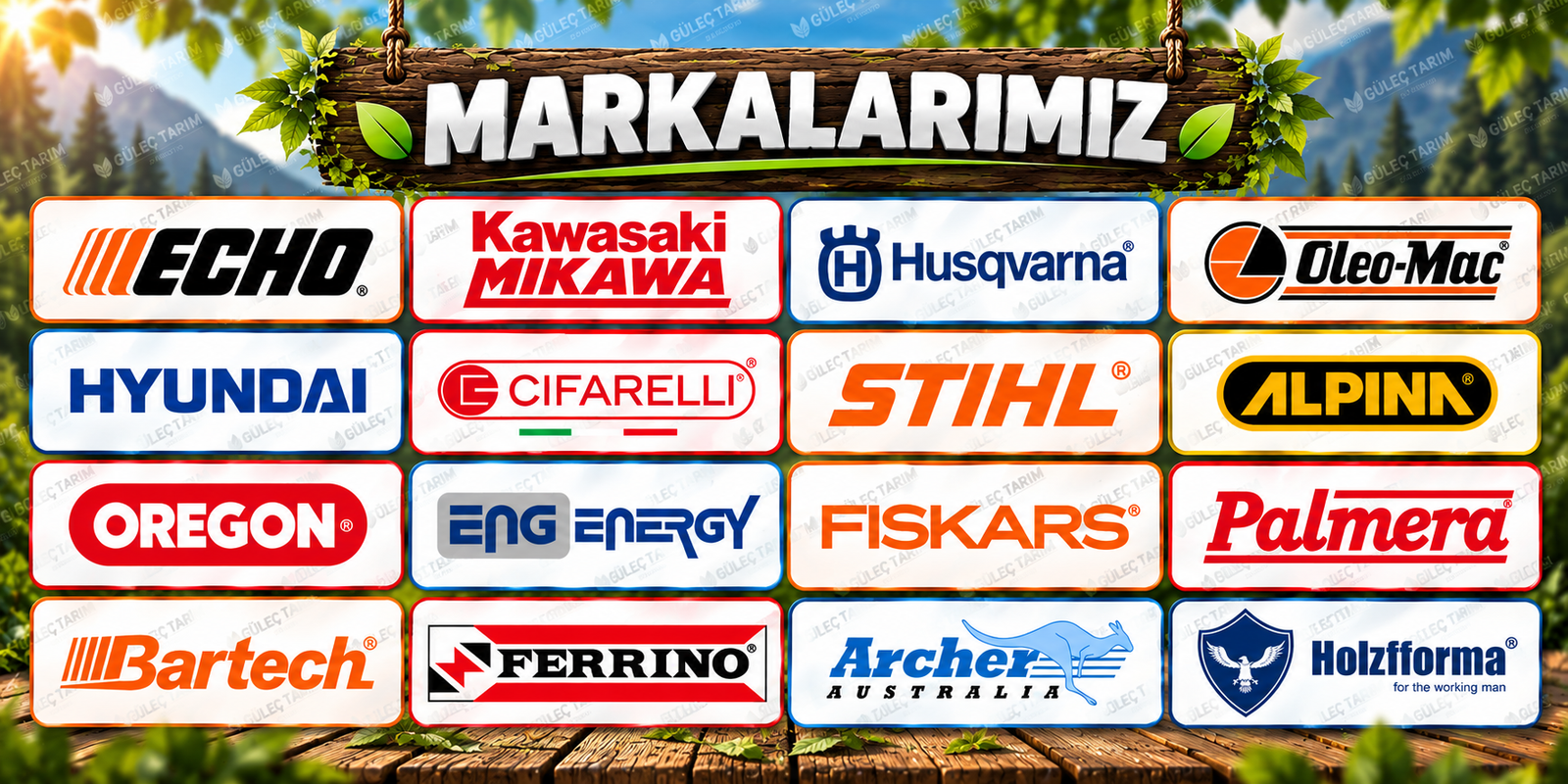 Güleç Tarım markaları: ECHO, Kawasaki Mikawa, Husqvarna, Oleo-Mac ve diğer markalar